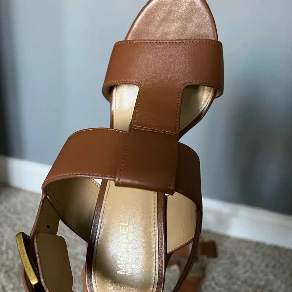 Michael Kors Brown Leather Block Heels - Picture 6 of 6